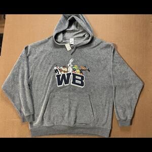VTG NWT Warner Bros Studio Store Adult Fleece Sweat Hoodie Bugs Daffy Taz 90s